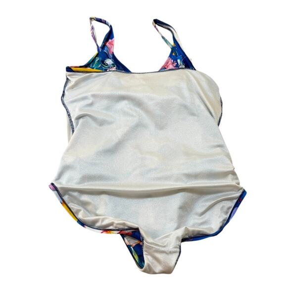 Maxine of Hollywood Swimsuit‎ Women 10 Blue One Piece Beach Tropical Vacation - Picture 6 of 8